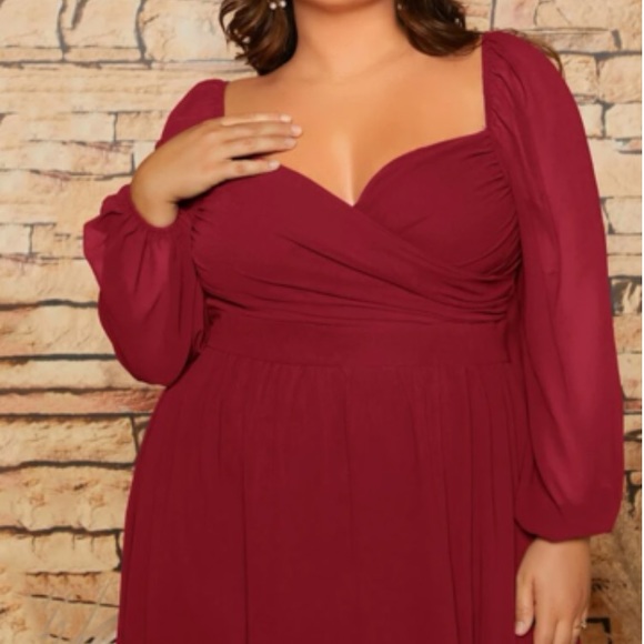 Luxe plus party bridesmaids wedding prom evening sweetheart neck satin dress - Picture 5 of 7